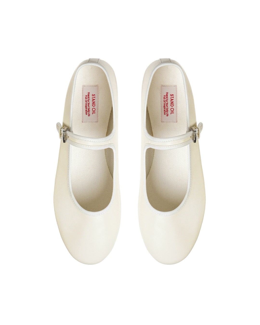 Giày Stand Oil Day Mary Jane Flat Shoes # Ivory