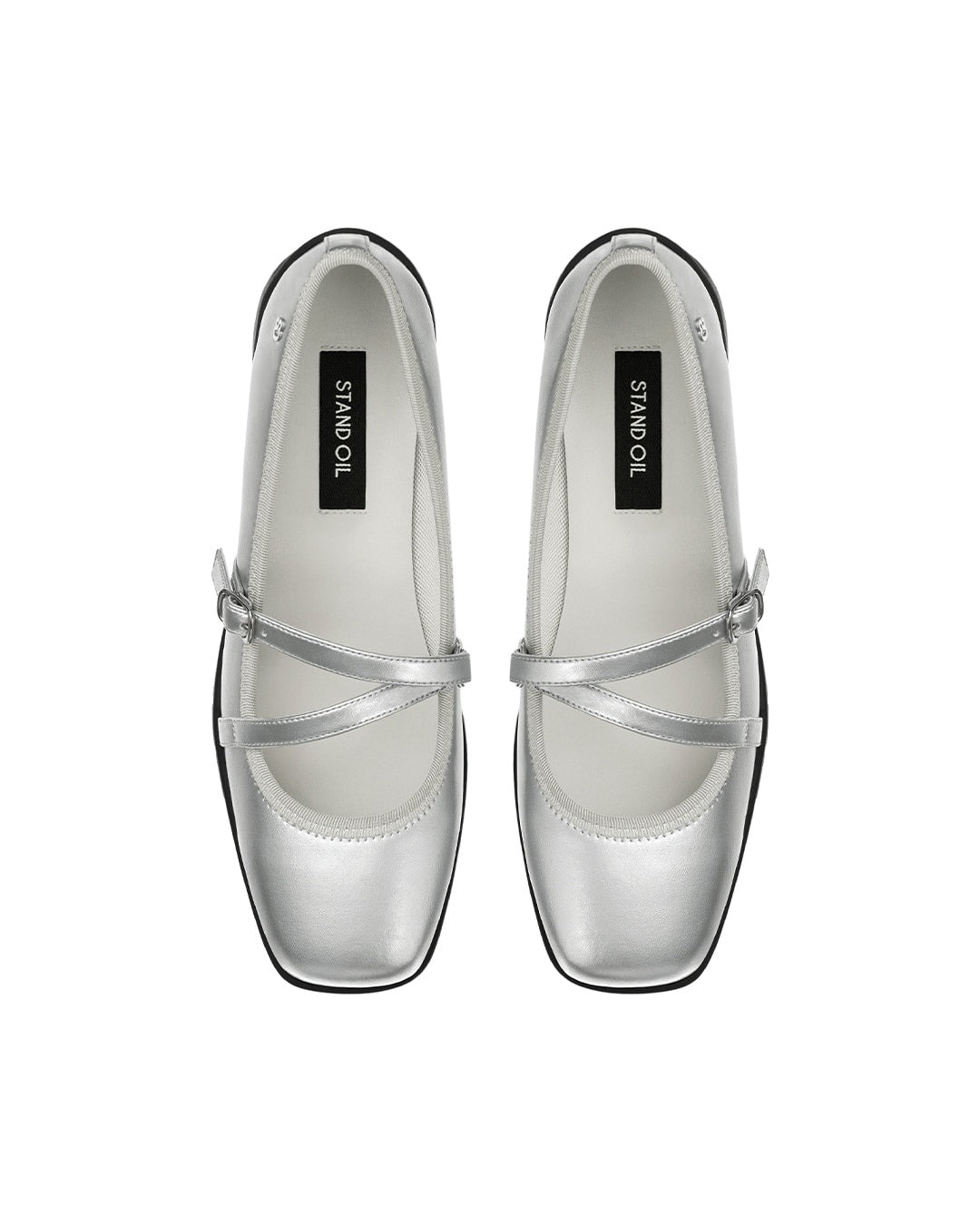 Giày Stand Oil Strap Ballet Mary Jane #Silver