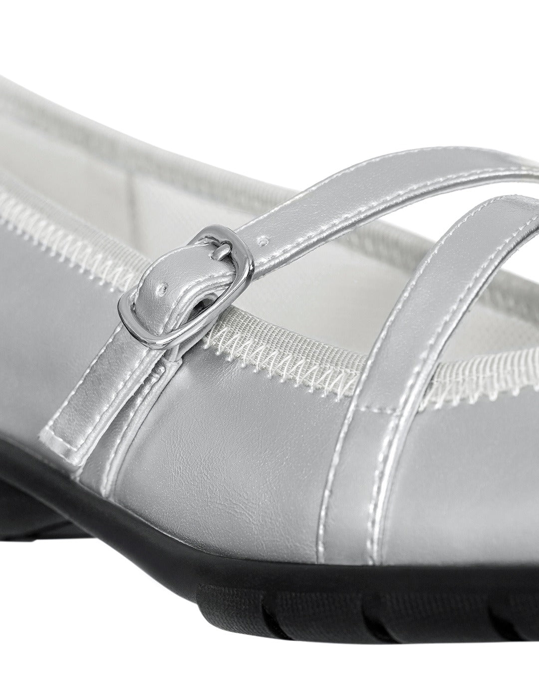 Giày Stand Oil Strap Ballet Mary Jane #Silver