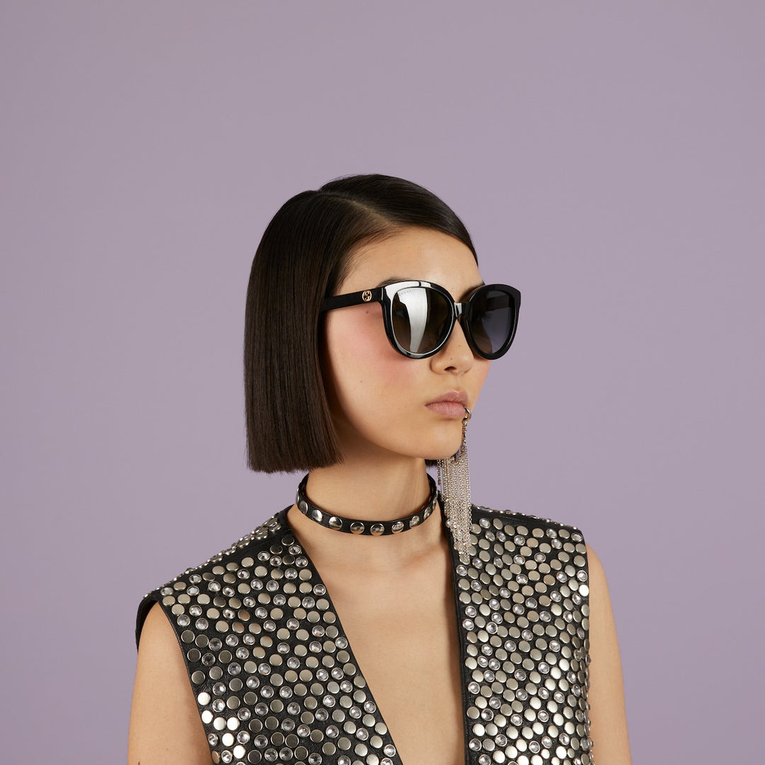 Kính Mát GUCCI Low Nose Bridge Fit Cat-Eye Frame Sunglasses #Black - Kallos Vietnam