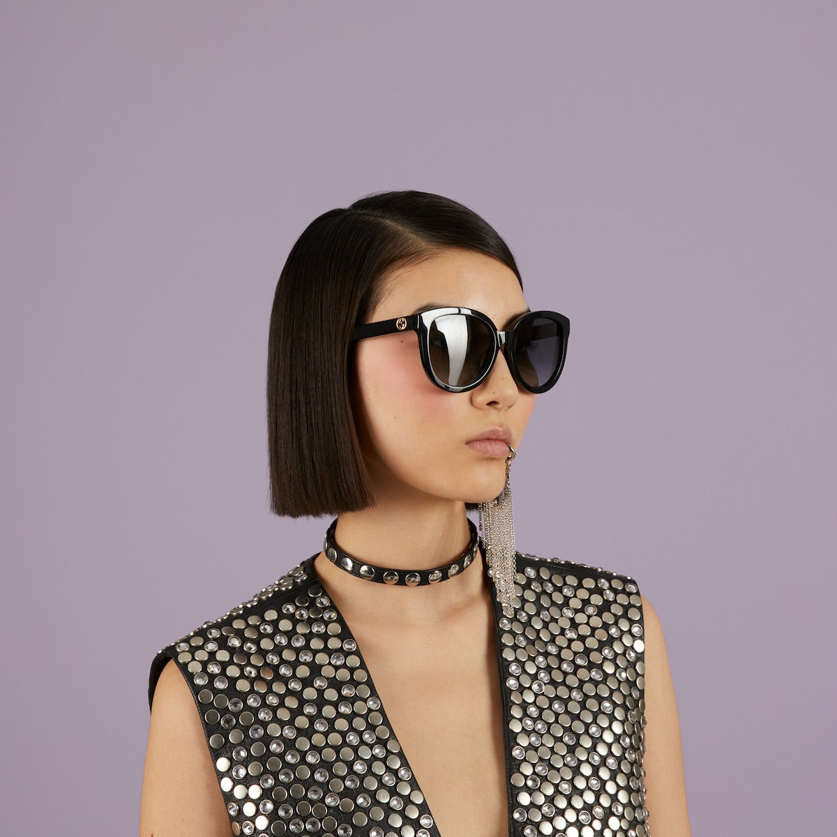 Kính Mát GUCCI Low Nose Bridge Fit Cat-Eye Frame Sunglasses #Black - Kallos Vietnam