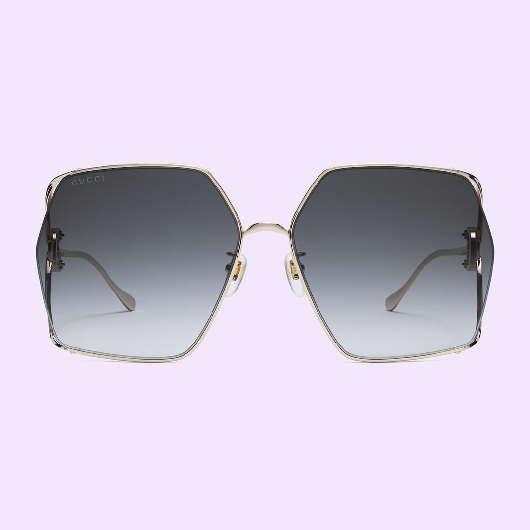 Kính Mát GUCCI Low Nosebridge Fit Rectangular Sunglasses #Gold - Kallos Vietnam