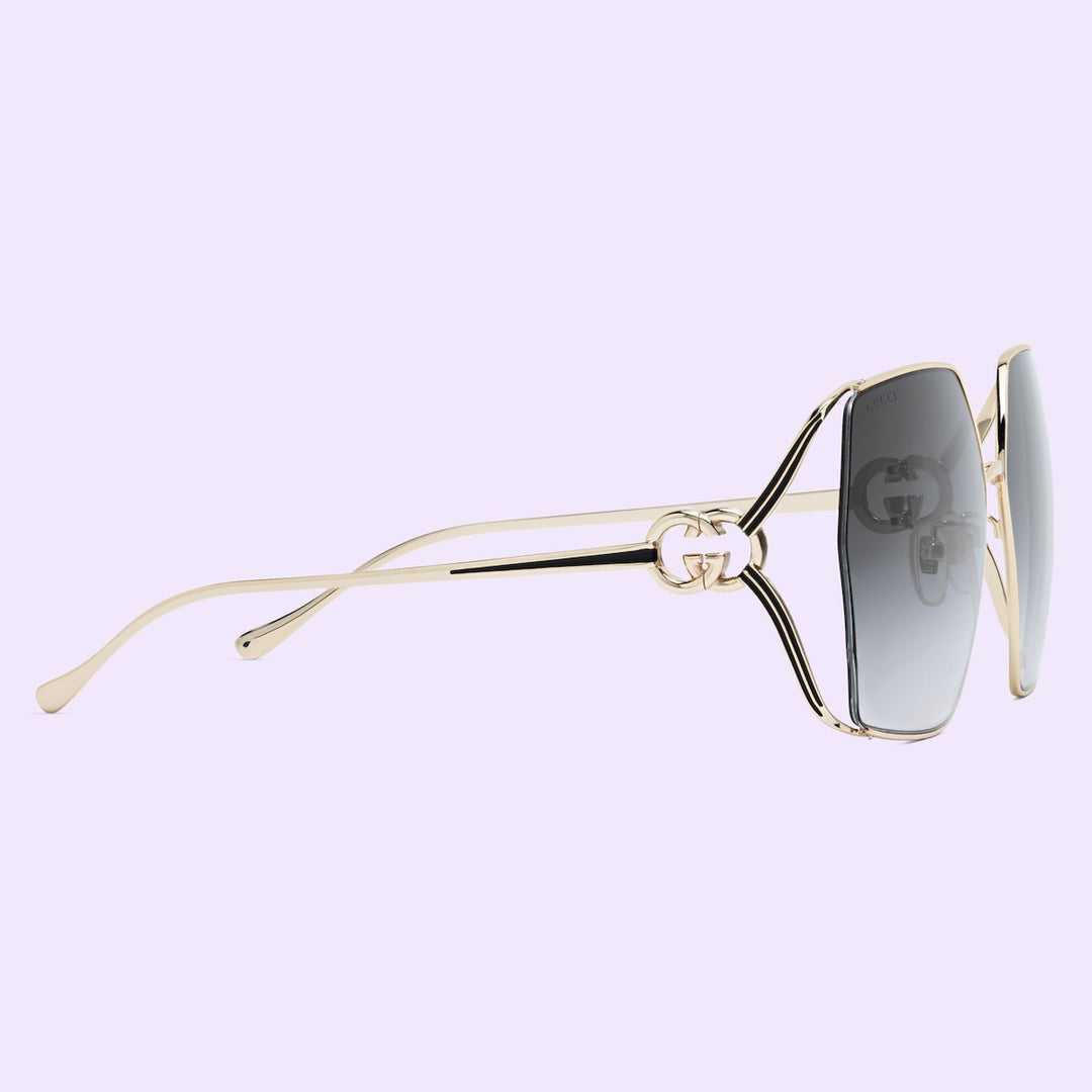 Kính Mát GUCCI Low Nosebridge Fit Rectangular Sunglasses #Gold - Kallos Vietnam