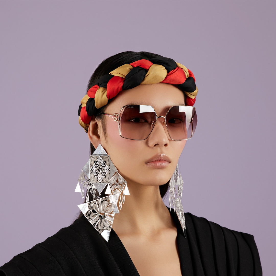 Kính Mát GUCCI Oversized Rectangular Sunglasses #Gold - Kallos Vietnam