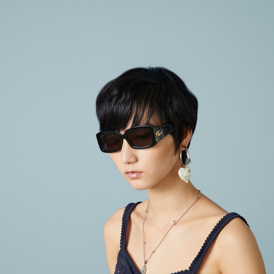 Kính Mát GUCCI Specialized Fit Rectangular Sunglasses #Black - Kallos Vietnam