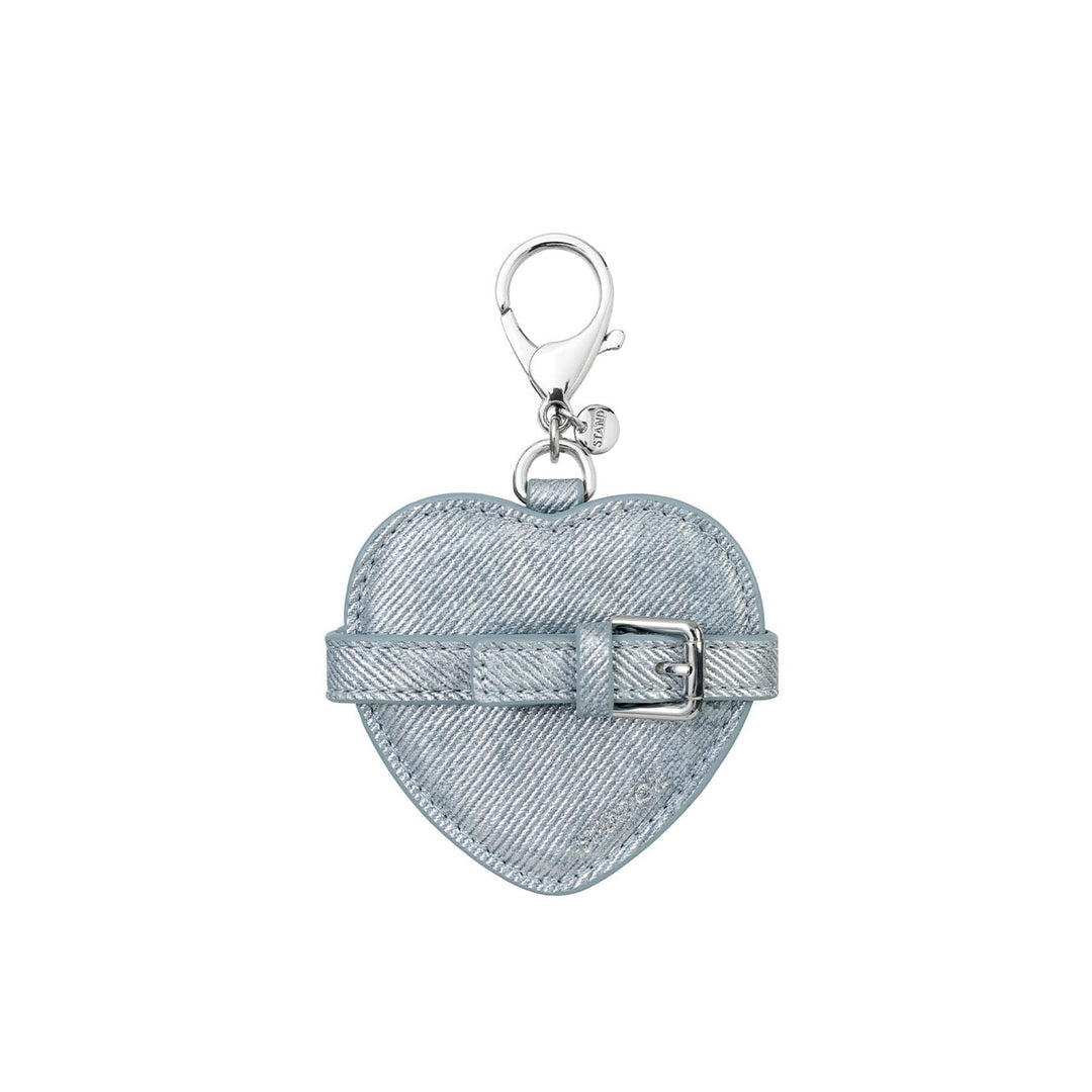 Móc Khoá Túi Xách Stand Oil Belted Mirror Keyring #Silver Denim