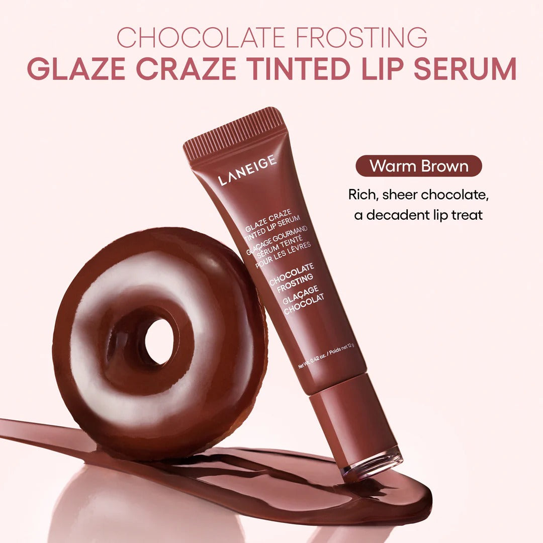Son LANEIGE Glaze Craze Tinted Lip Serum #Chocolate Frosting - Warm Brown