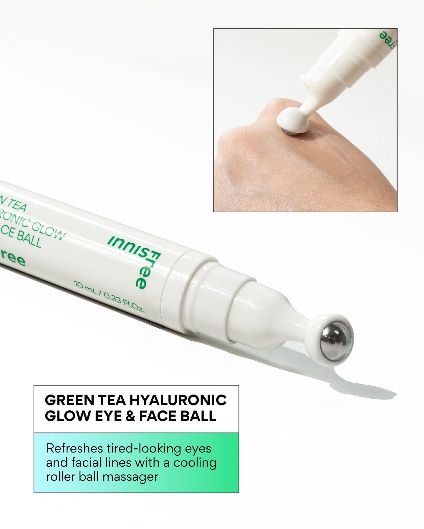 Dưỡng Mắt Innisfree Green Tea Hyaluronic Acid Glow Eye Face Ball - Kallos Vietnam