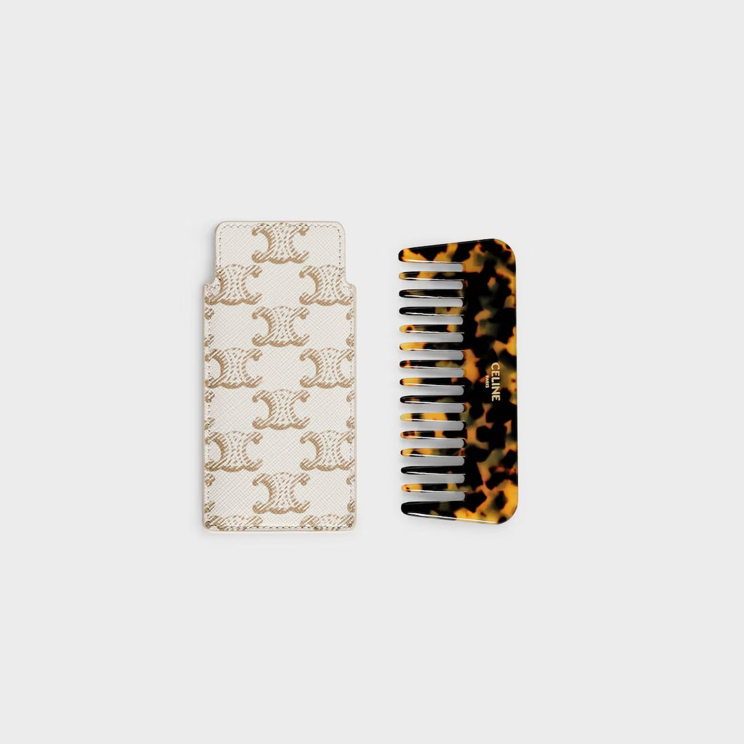 Lược CELINE Small Hair Comb With Case In Triomphe Canvas #White