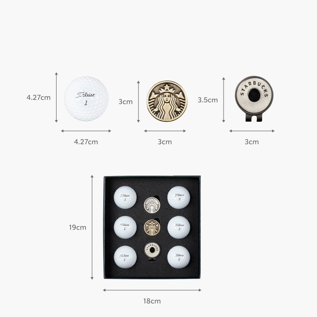 Bóng Golf Starbucks Buddy Black Golf Ball And Ball Marker 6P Set - Kallos Vietnam