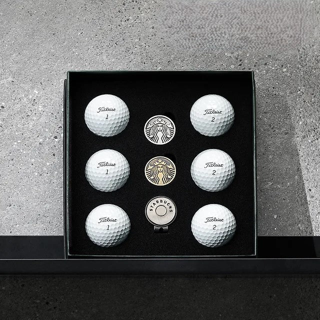 Bóng Golf Starbucks Buddy Black Golf Ball And Ball Marker 6P Set