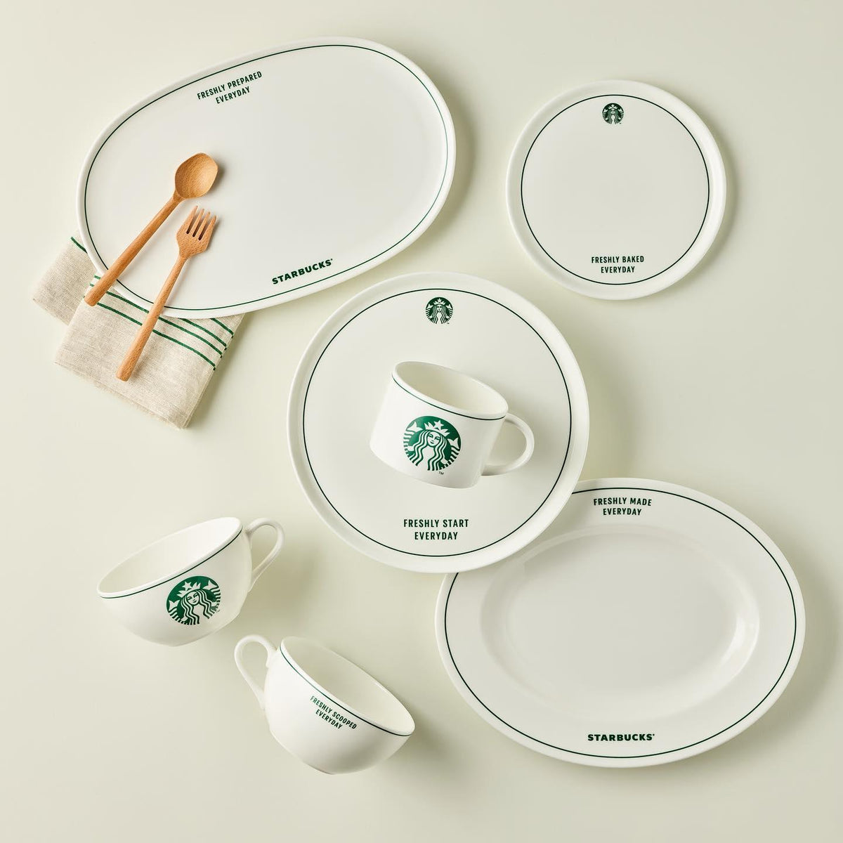 Đĩa Starbucks Green Line Plate - Kallos Vietnam