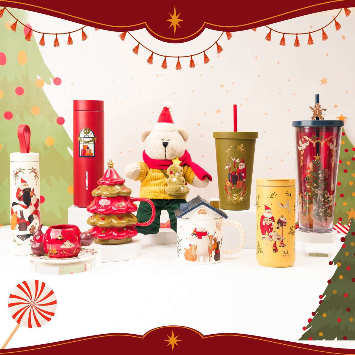 Ly Starbucks SS Holiday Santa Friends Flip Tumbler - Kallos Vietnam