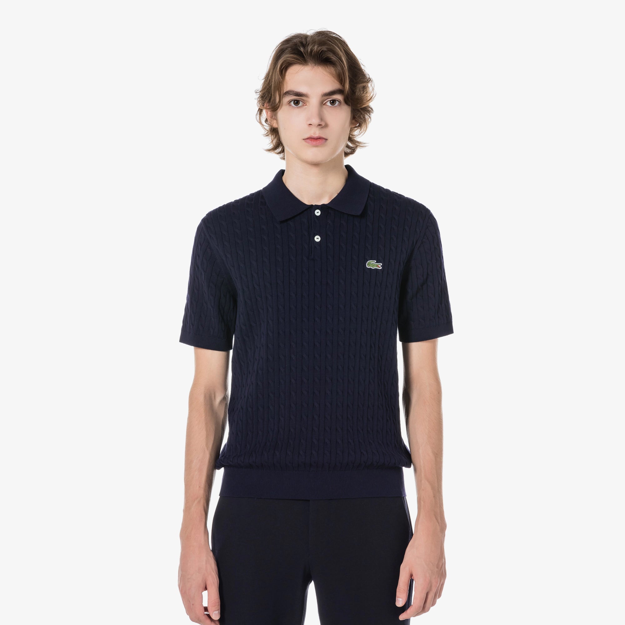 Áo LACOSTE Cable Short Sleeve Polo #166 / Navy Blue - Kallos Vietnam