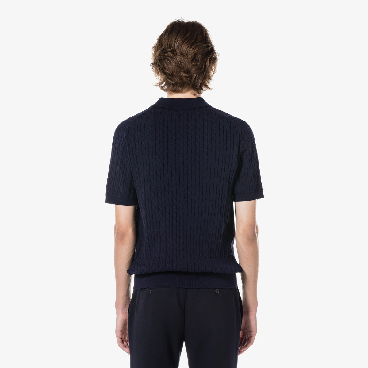 Áo LACOSTE Cable Short Sleeve Polo #166 / Navy Blue