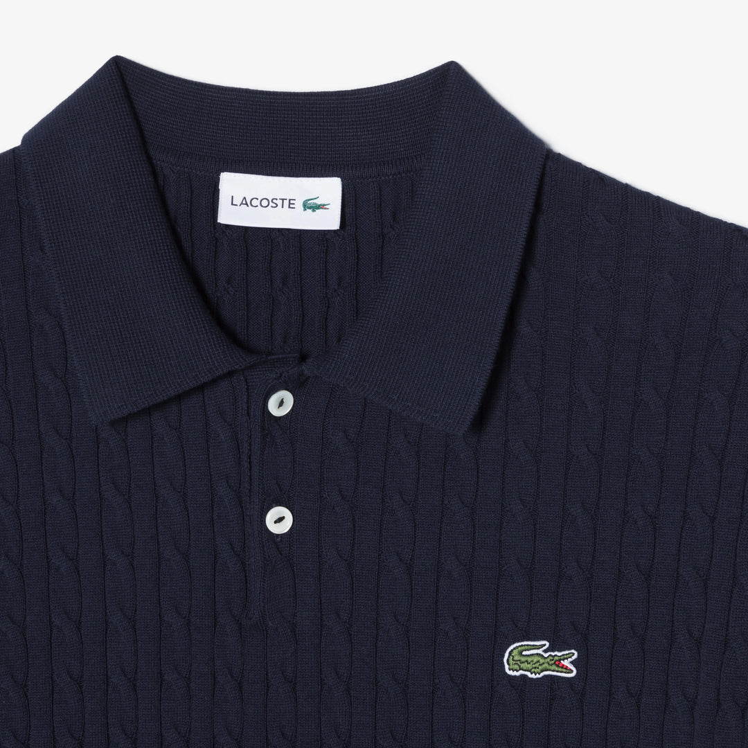 Áo LACOSTE Cable Short Sleeve Polo #166 / Navy Blue