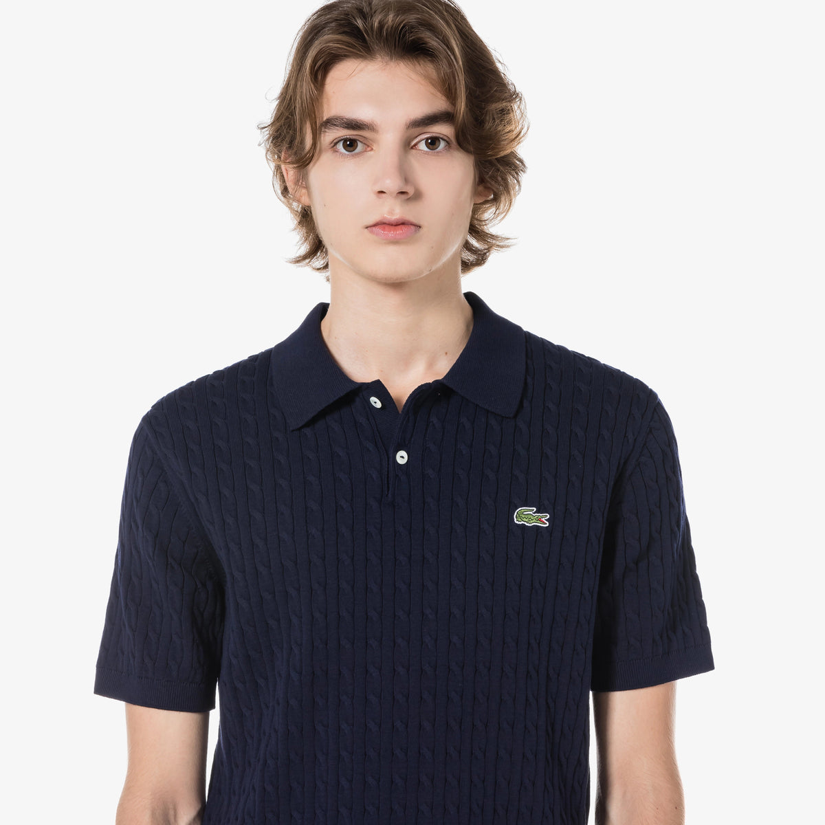 Áo LACOSTE Cable Short Sleeve Polo #166 / Navy Blue