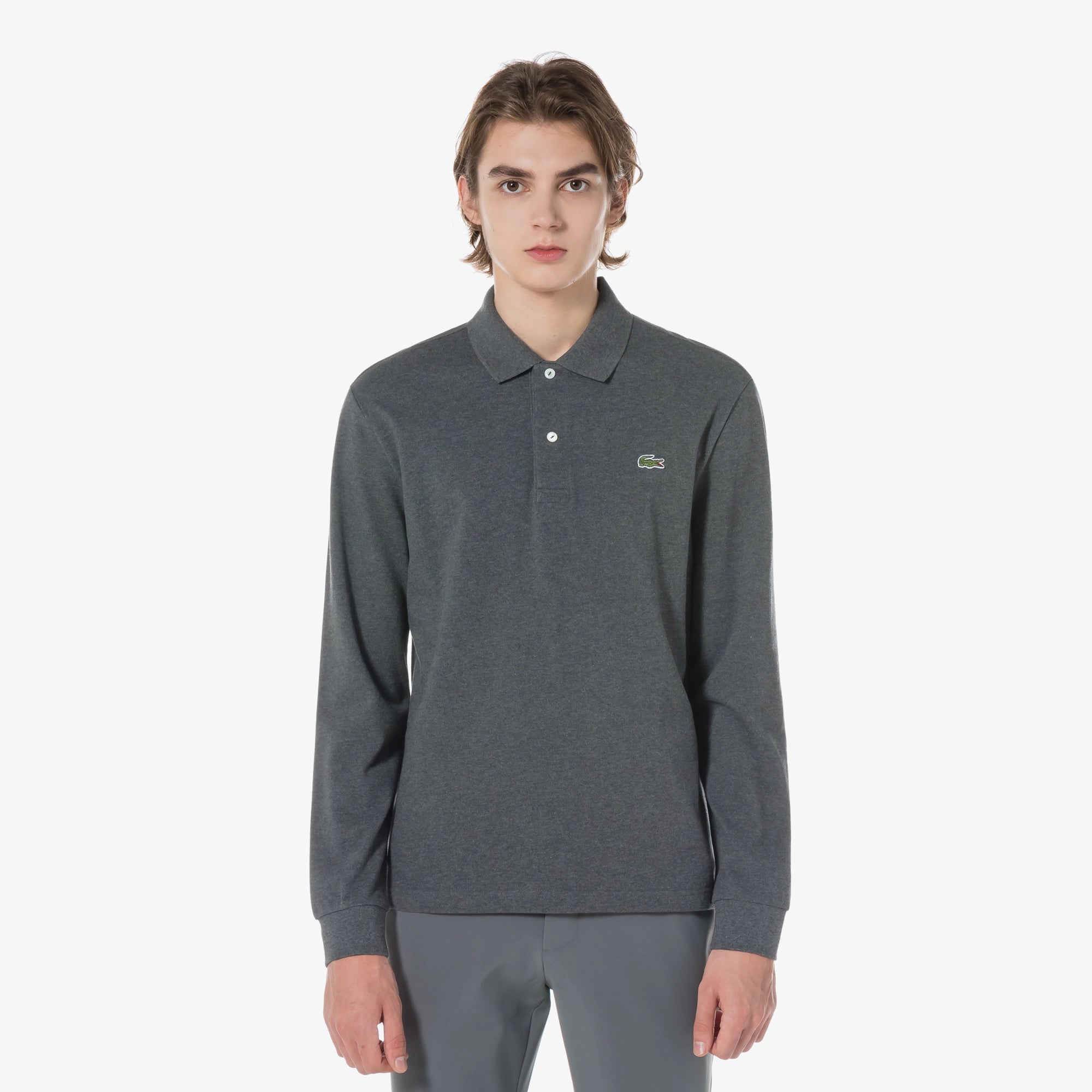 Áo LACOSTE French Regular Fit Long Sleeve Basic Polo #050 / Grey Pitch - Kallos Vietnam