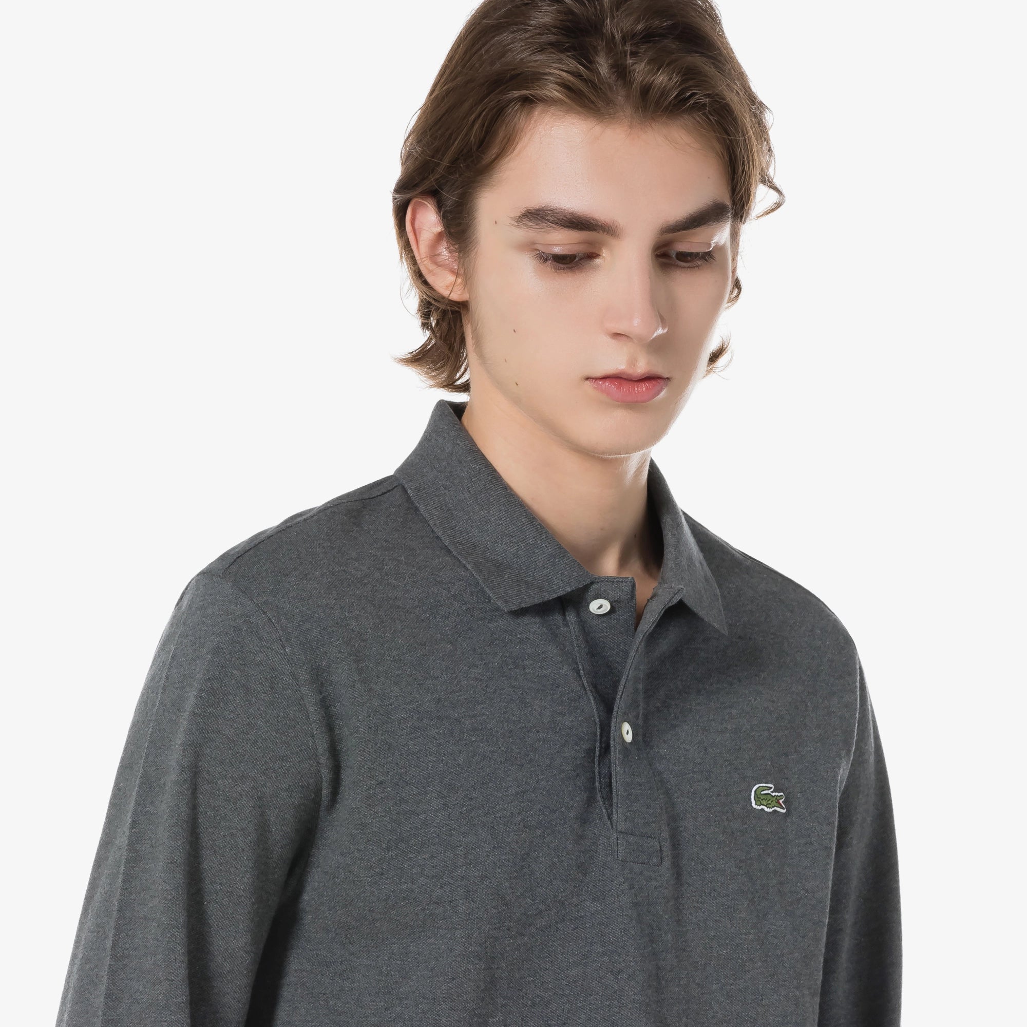 Áo LACOSTE French Regular Fit Long Sleeve Basic Polo #050 / Grey Pitch - Kallos Vietnam