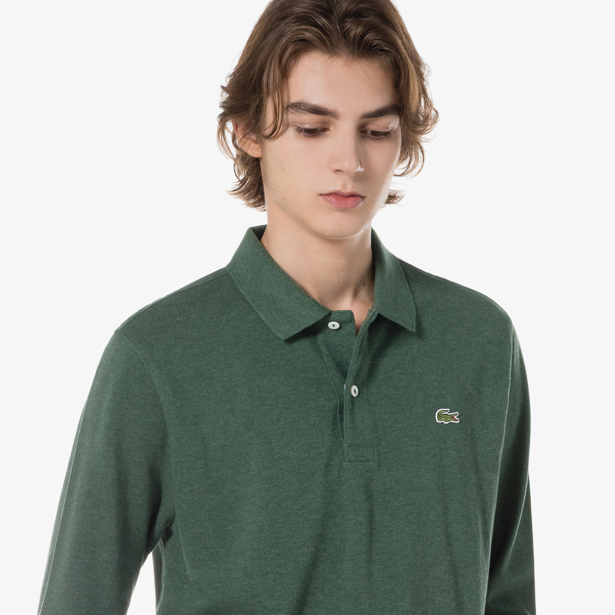 Áo LACOSTE French Regular Fit Long Sleeve Basic Polo #EL8 / Green