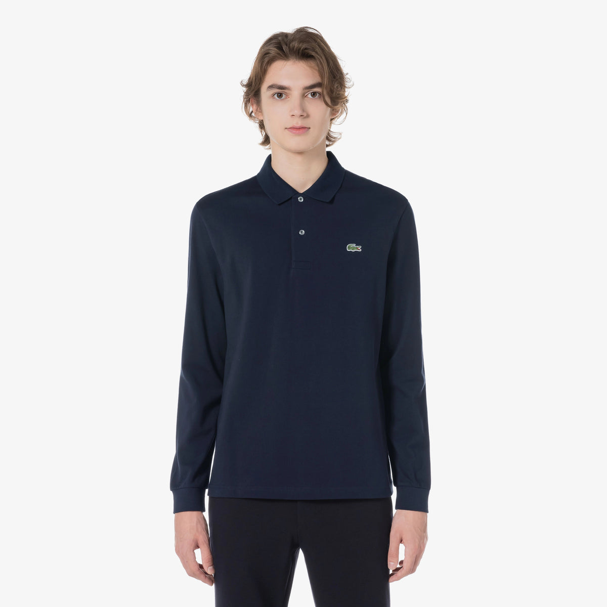 Áo LACOSTE French Regular Fit Long Sleeve Basic Polo #HDE / Abysm Blue