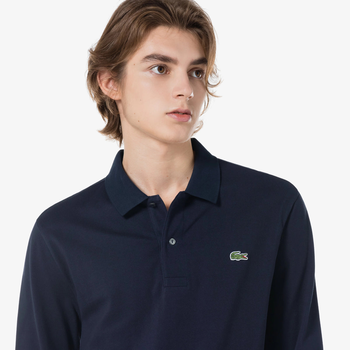 Áo LACOSTE French Regular Fit Long Sleeve Basic Polo #HDE / Abysm Blue