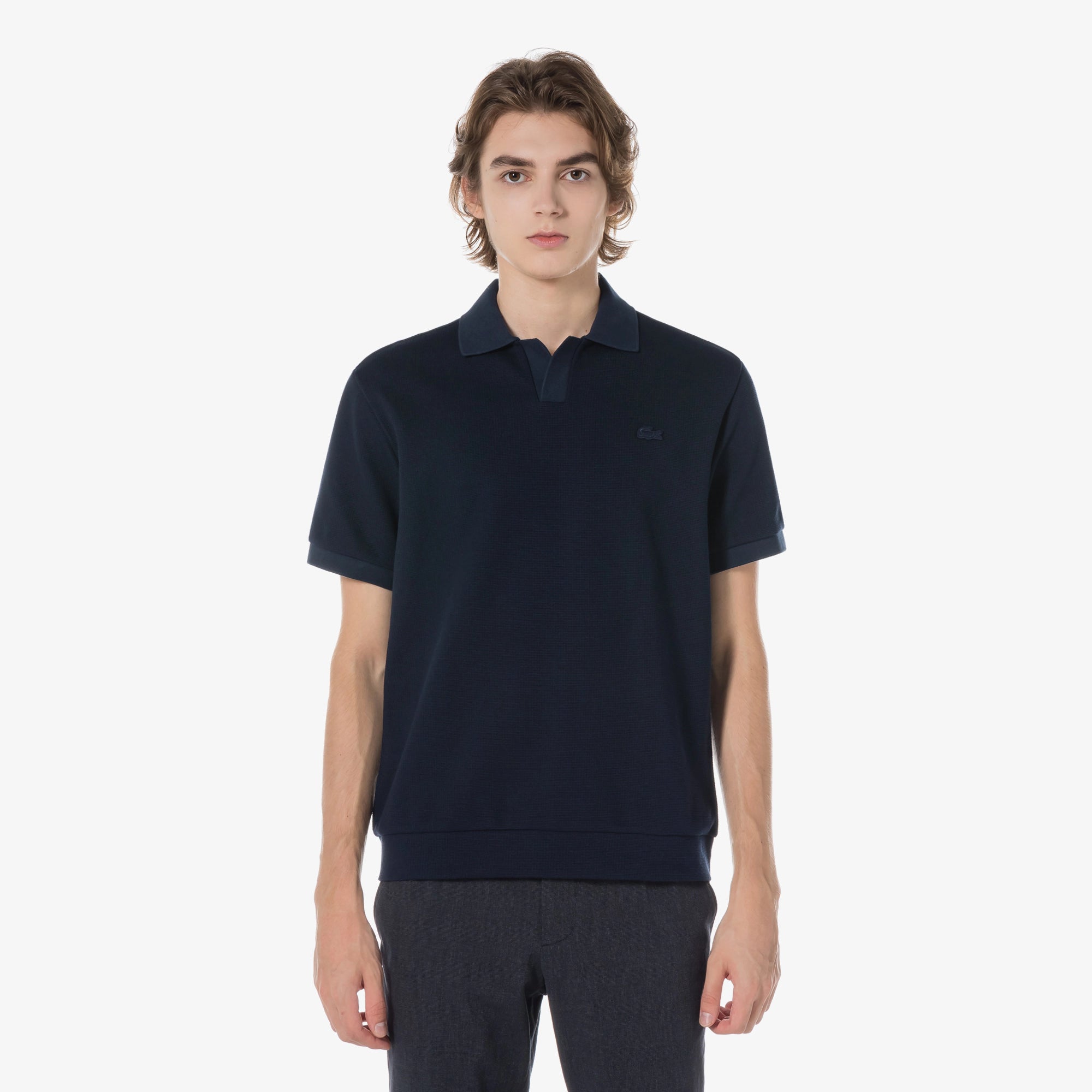 Áo LACOSTE Open Collar Texture Polo #HDE / Abysm Blue - Kallos Vietnam