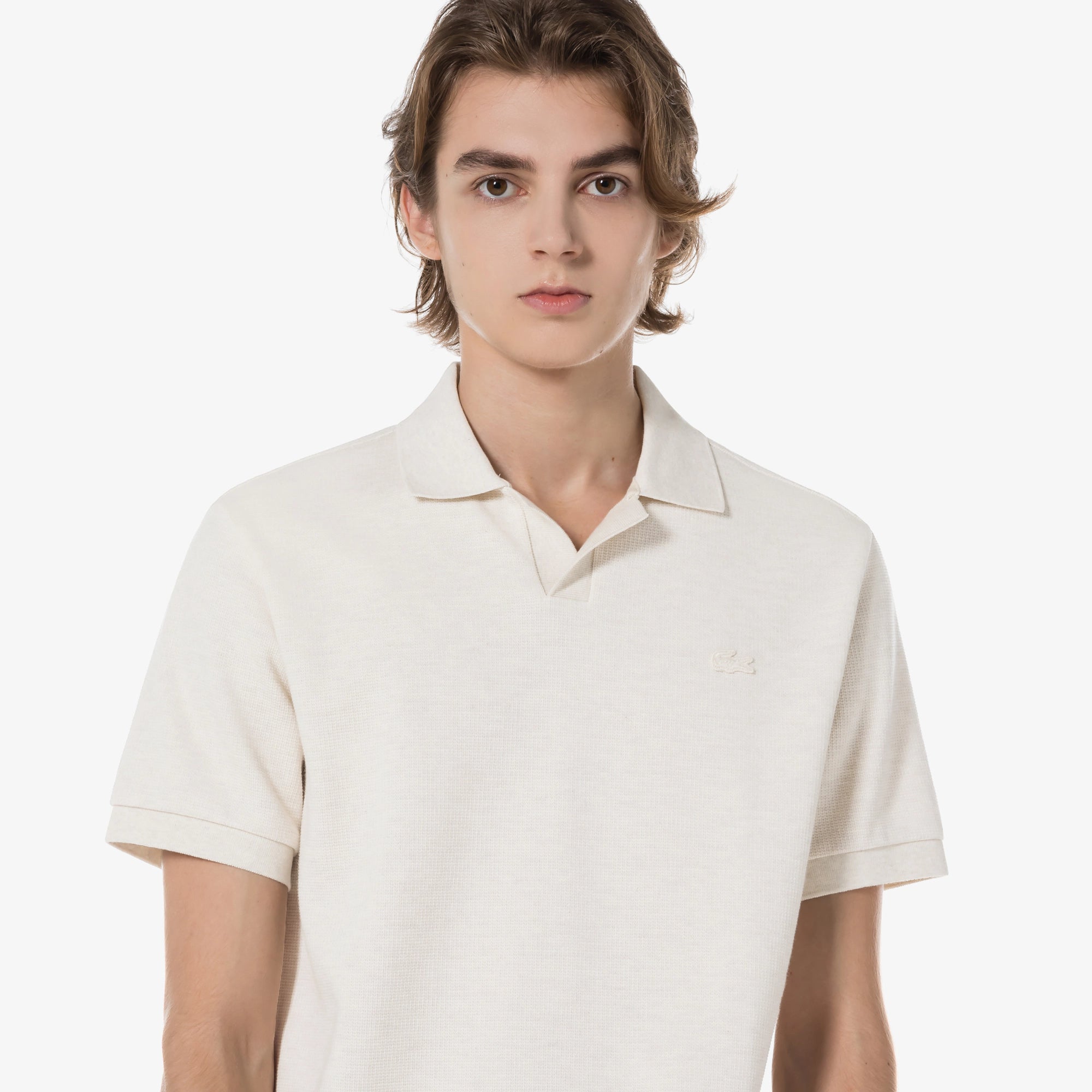Áo LACOSTE Open Collar Texture Polo #XFJ / Cream - Kallos Vietnam