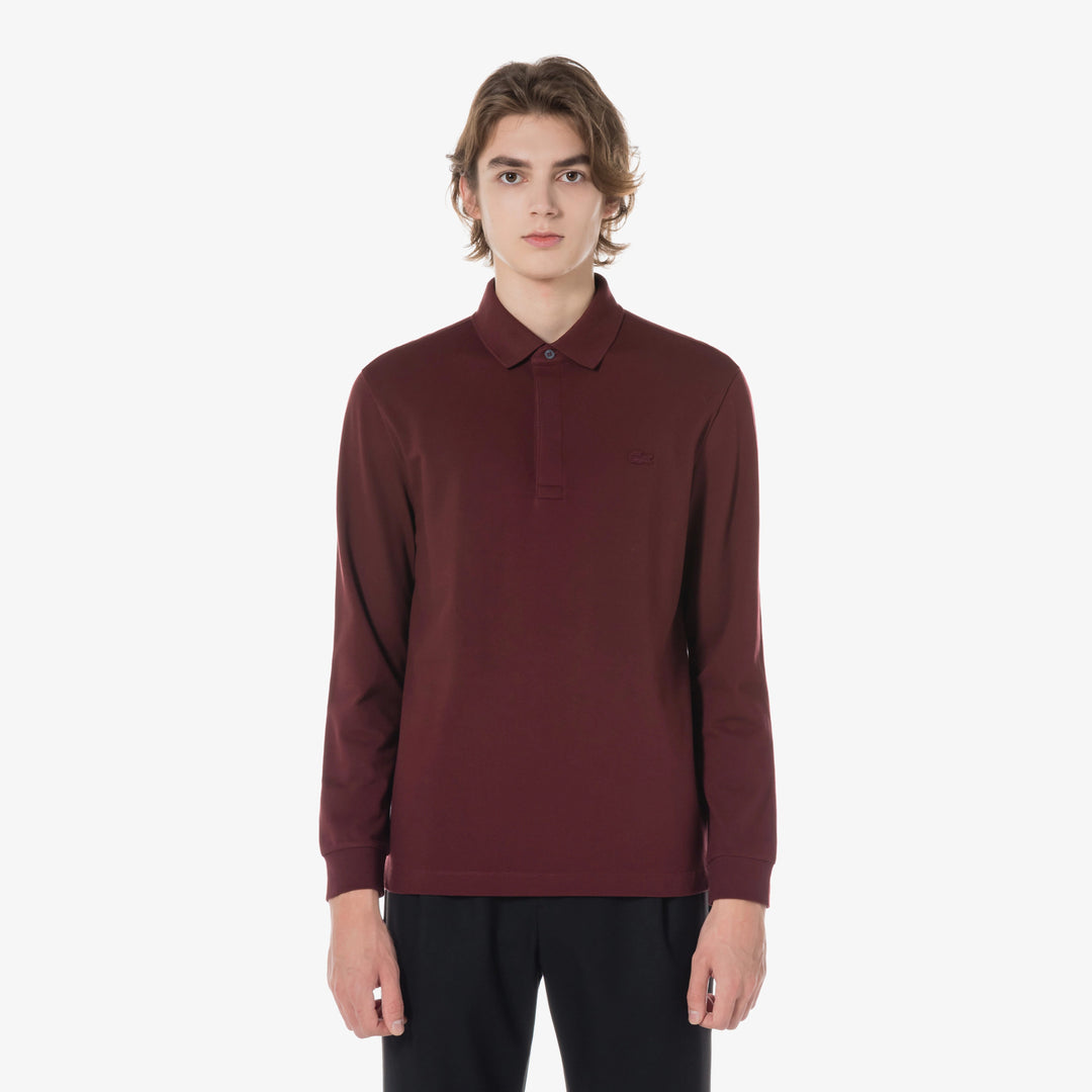 Áo LACOSTE PARIS Long Sleeve Polo #BZD / Bordeaux Dark