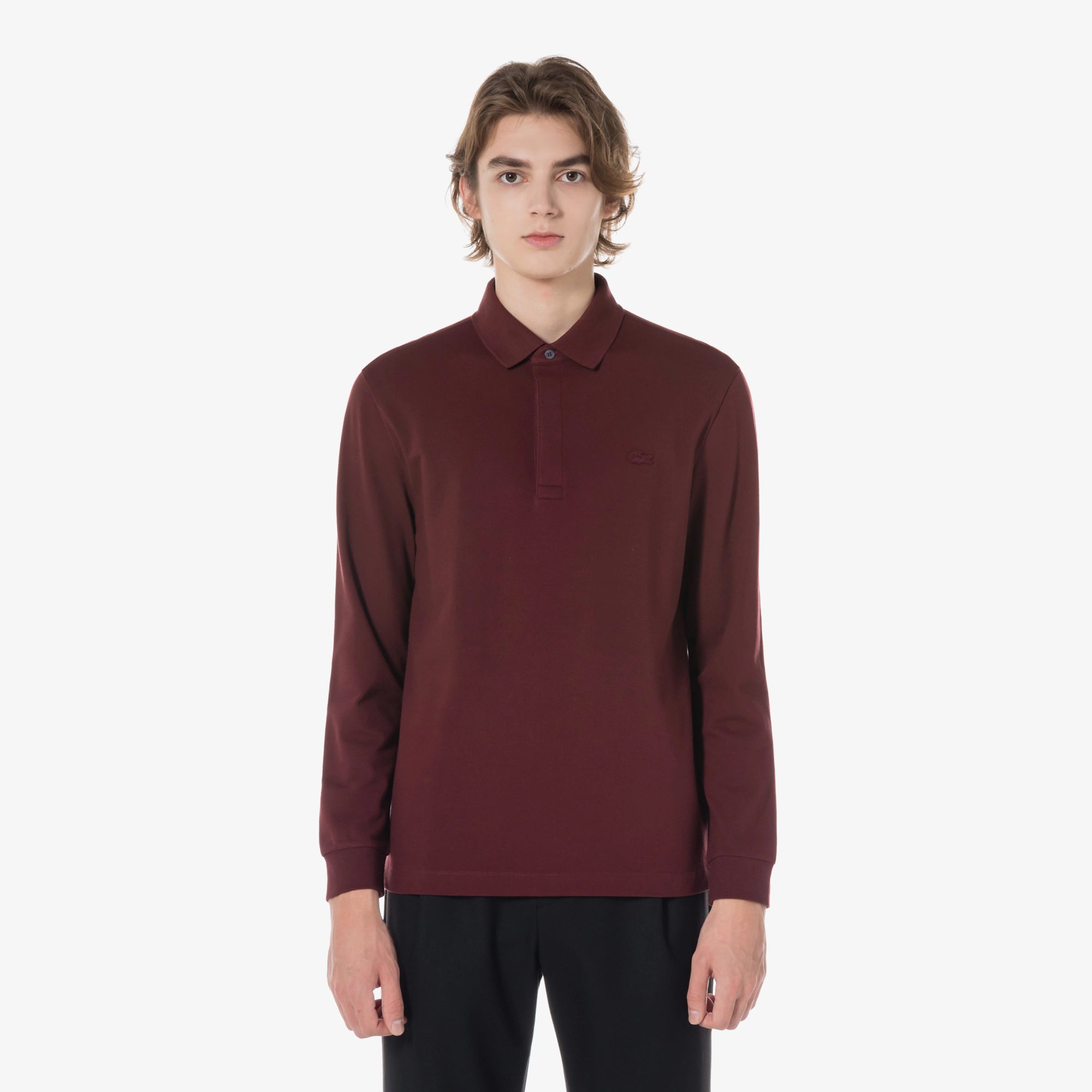 Áo LACOSTE PARIS Long Sleeve Polo #BZD / Bordeaux Dark - Kallos Vietnam