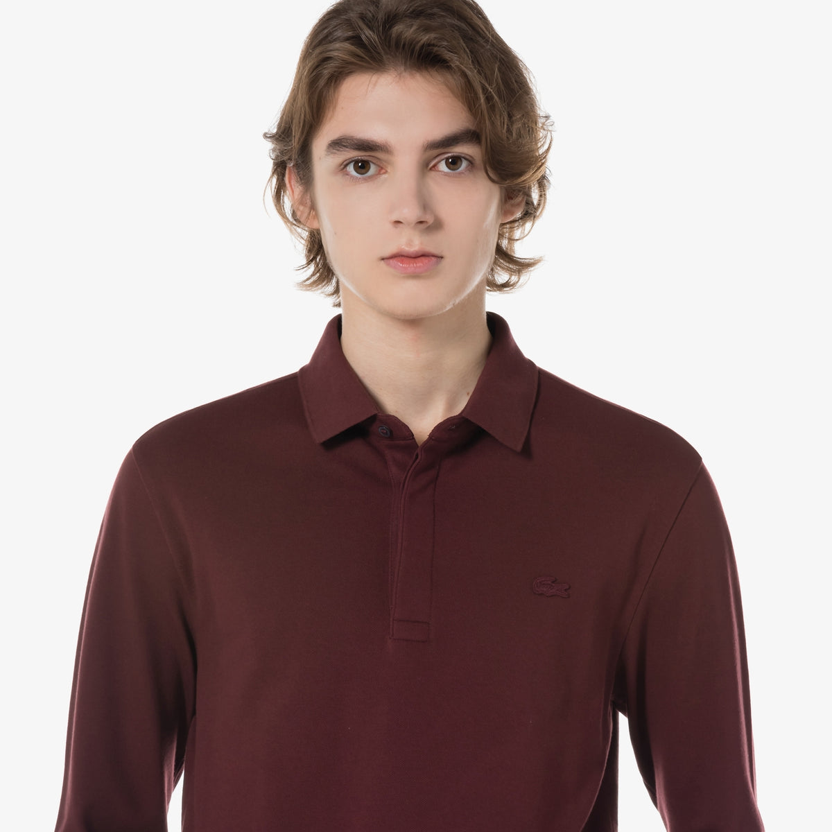 Áo LACOSTE PARIS Long Sleeve Polo #BZD / Bordeaux Dark