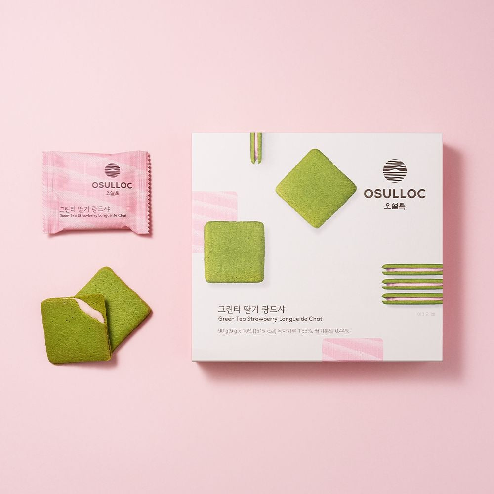 Bánh Quy OSULLOC Green Tea Strawberry Langue De Chat-Kallos
