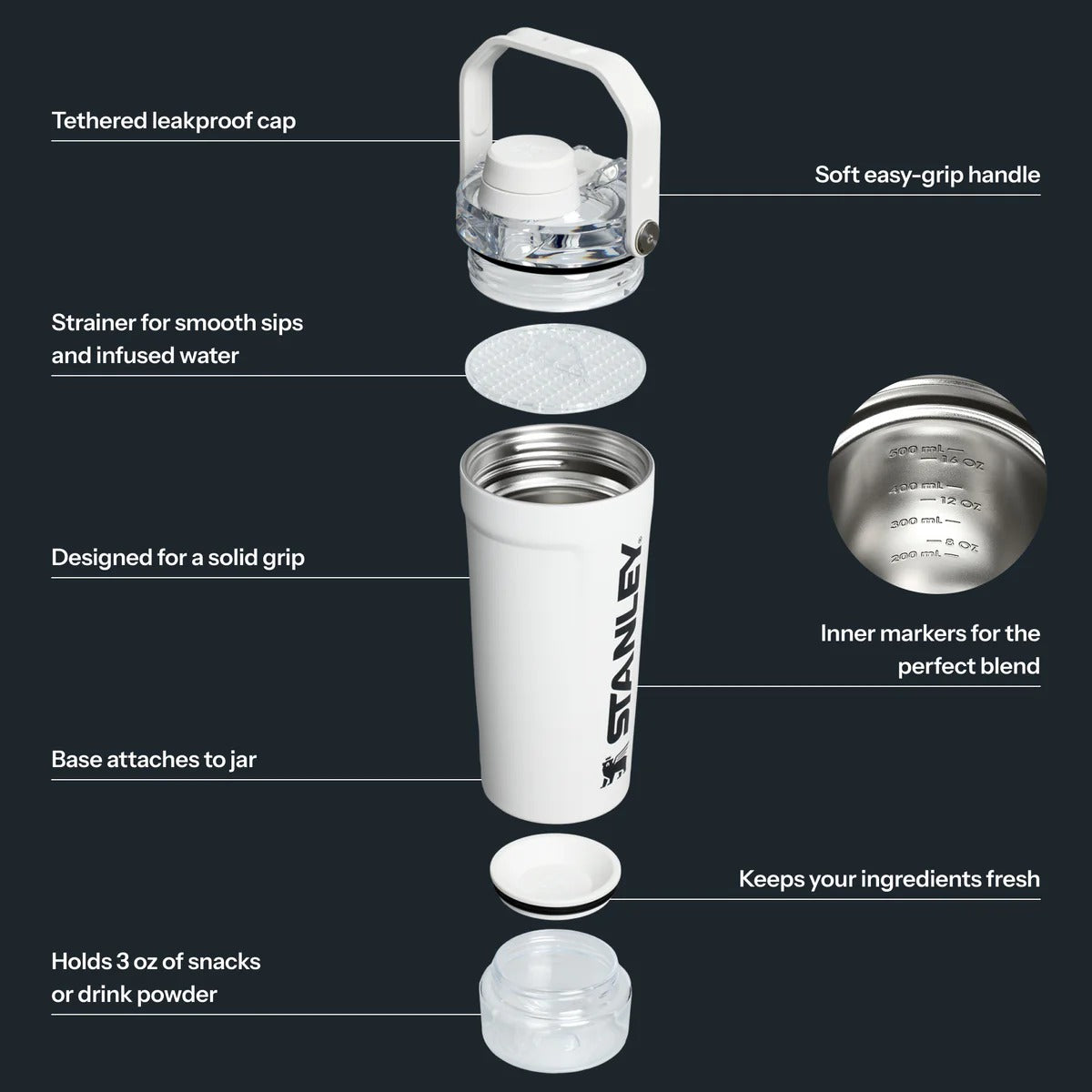 Bình Nước STANLEY Activate Shaker Bottle #Chalk