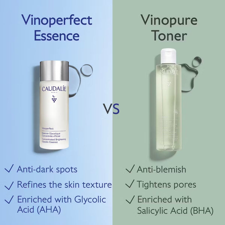 Bộ Nước Hoa Hồng Caudalie Vinoperfect Concentrated Brightening Glycolic Essence-Kallos