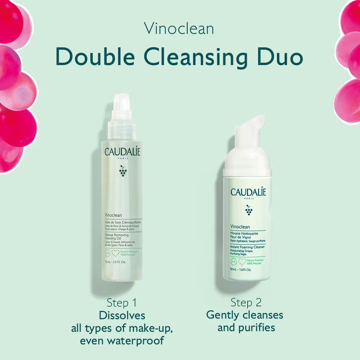 Bộ Quà Tặng Caudalie Vinoclean Double Cleansing Duo Set