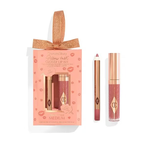 Bộ Quà Tặng Charlotte Tilbury Pillow Talk Mini Glossy Lips Duo #Pillow Talk Medium