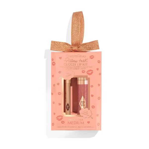 Bộ Quà Tặng Charlotte Tilbury Pillow Talk Mini Glossy Lips Duo #Pillow Talk Medium