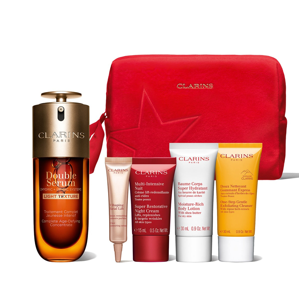 Bộ Quà Tặng CLARINS Double Serum Light Texture #50 mL (Holiday Pouch)-Kallos