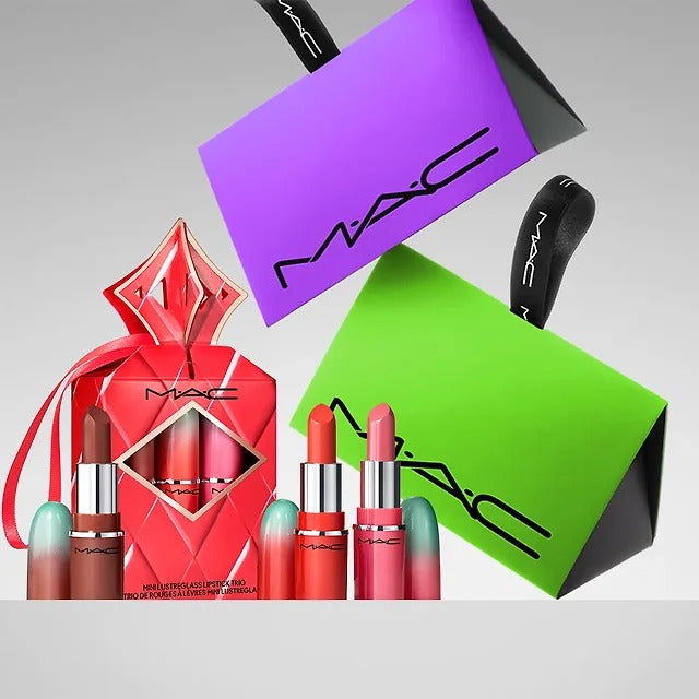 Bộ Quà Tặng MAC Wildest Gleams Mini Lustreglass Lip Trio #Brights