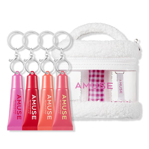 Bộ Son AMUSE Tint Keyring Balm & My Amuse Fluffy Pouch Set