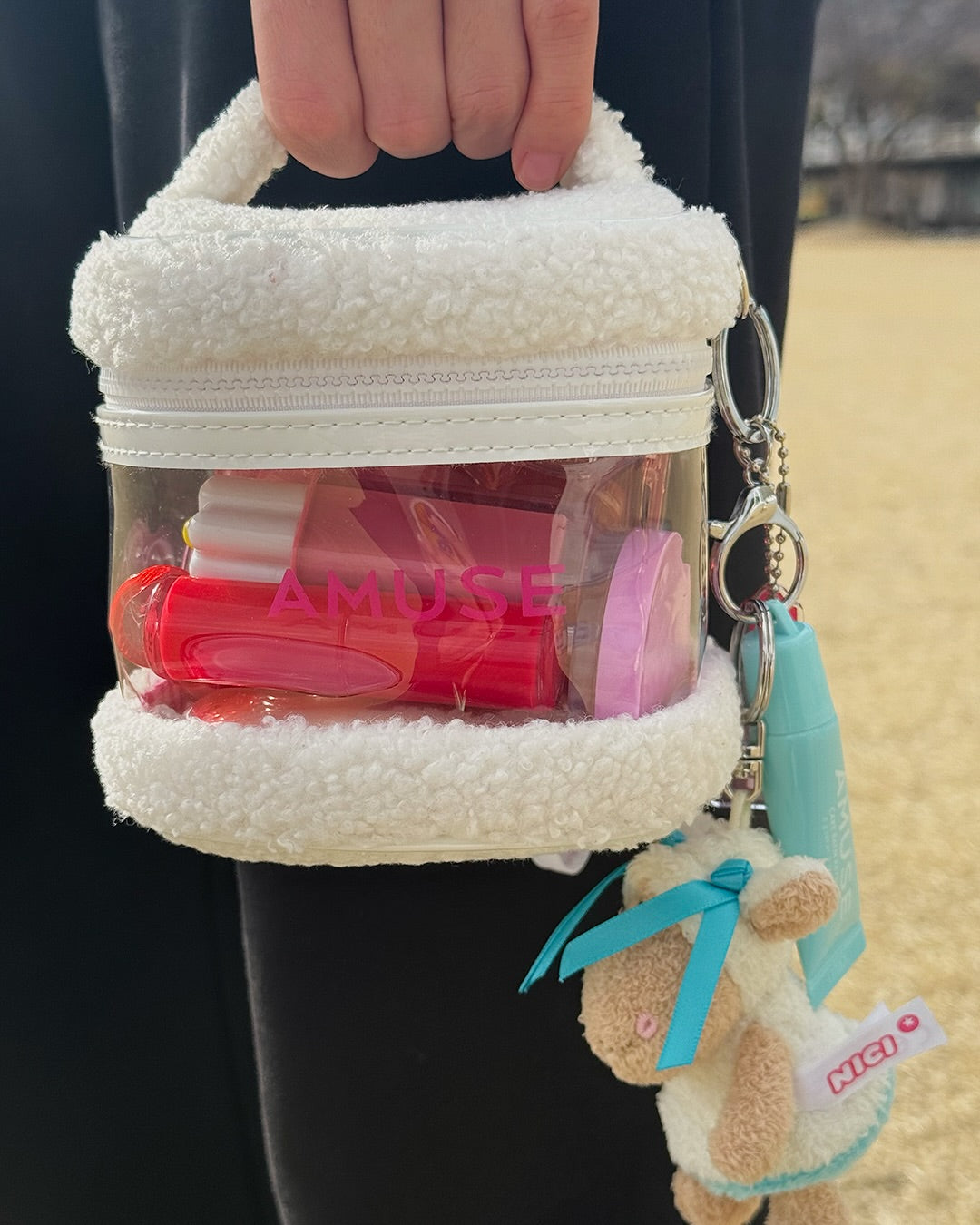 Bộ Son AMUSE Tint Keyring Balm & My Amuse Fluffy Pouch Set