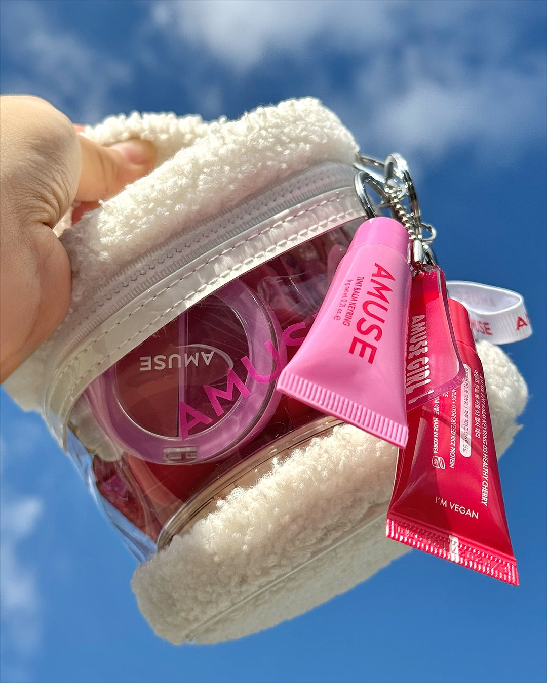 Bộ Son AMUSE Tint Keyring Balm & My Amuse Fluffy Pouch Set