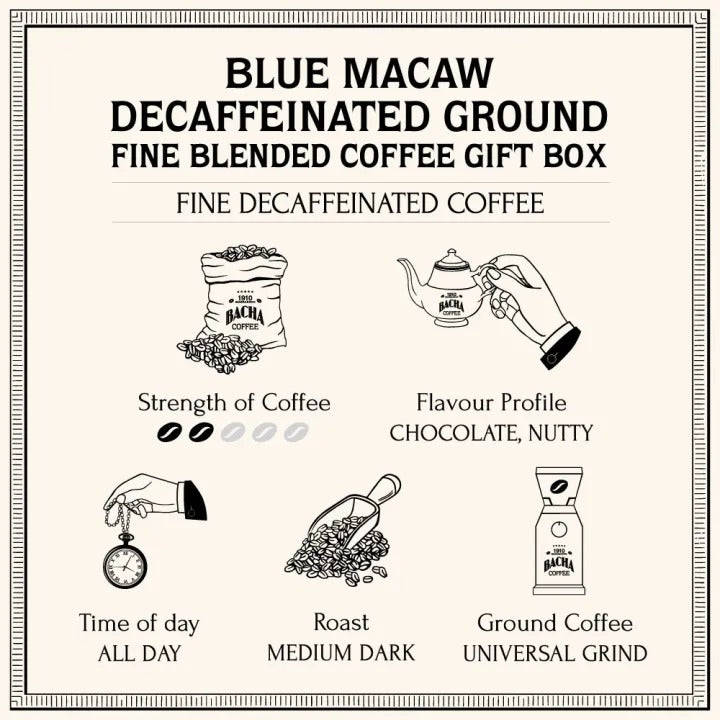 Cà Phê Bacha Blue Macaw Decaffeinated Coffee Ground Beans-Kallos