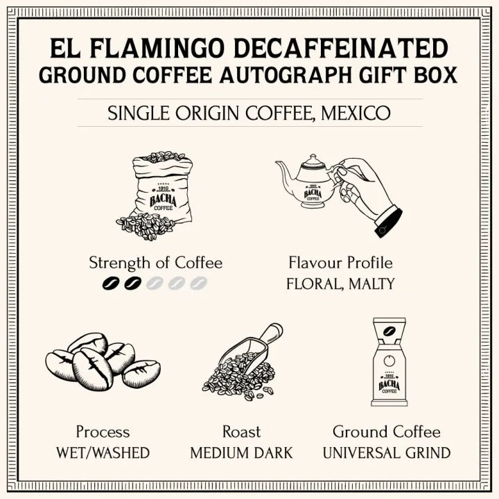 Cà Phê Bacha El Flamingo Decaffeinated Coffee Ground Beans Autograph-Kallos