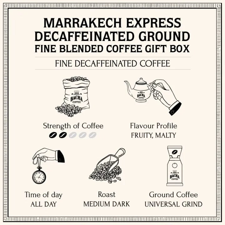 Cà Phê Bacha Marrakech Express Decaffeinated Coffee Ground Beans-Kallos