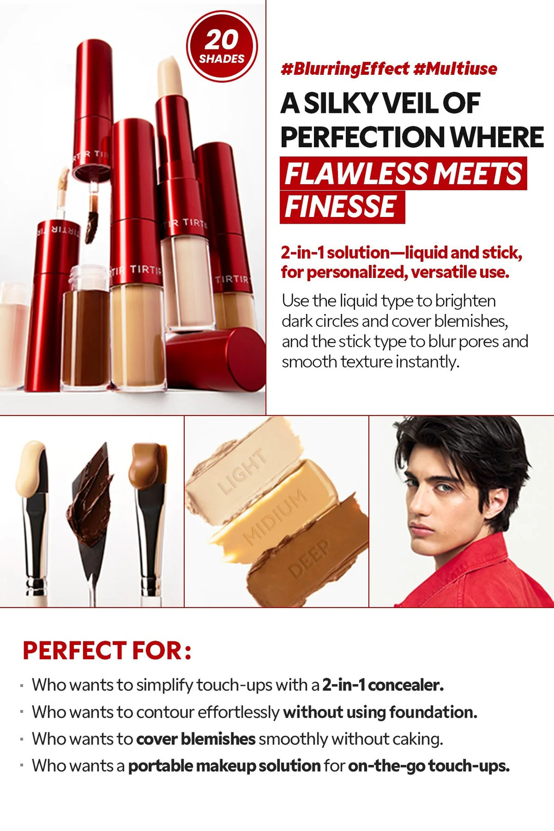Che Khuyết Điểm TIRTIR Glide & Hide Blurring Concealer
