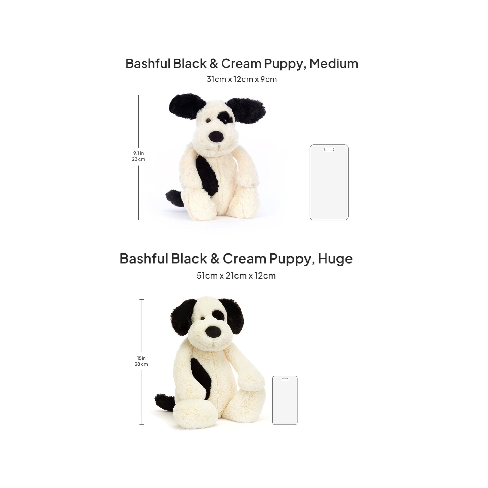 Chó Bông JELLYCAT Bashful Black & Cream Puppy-Kallos