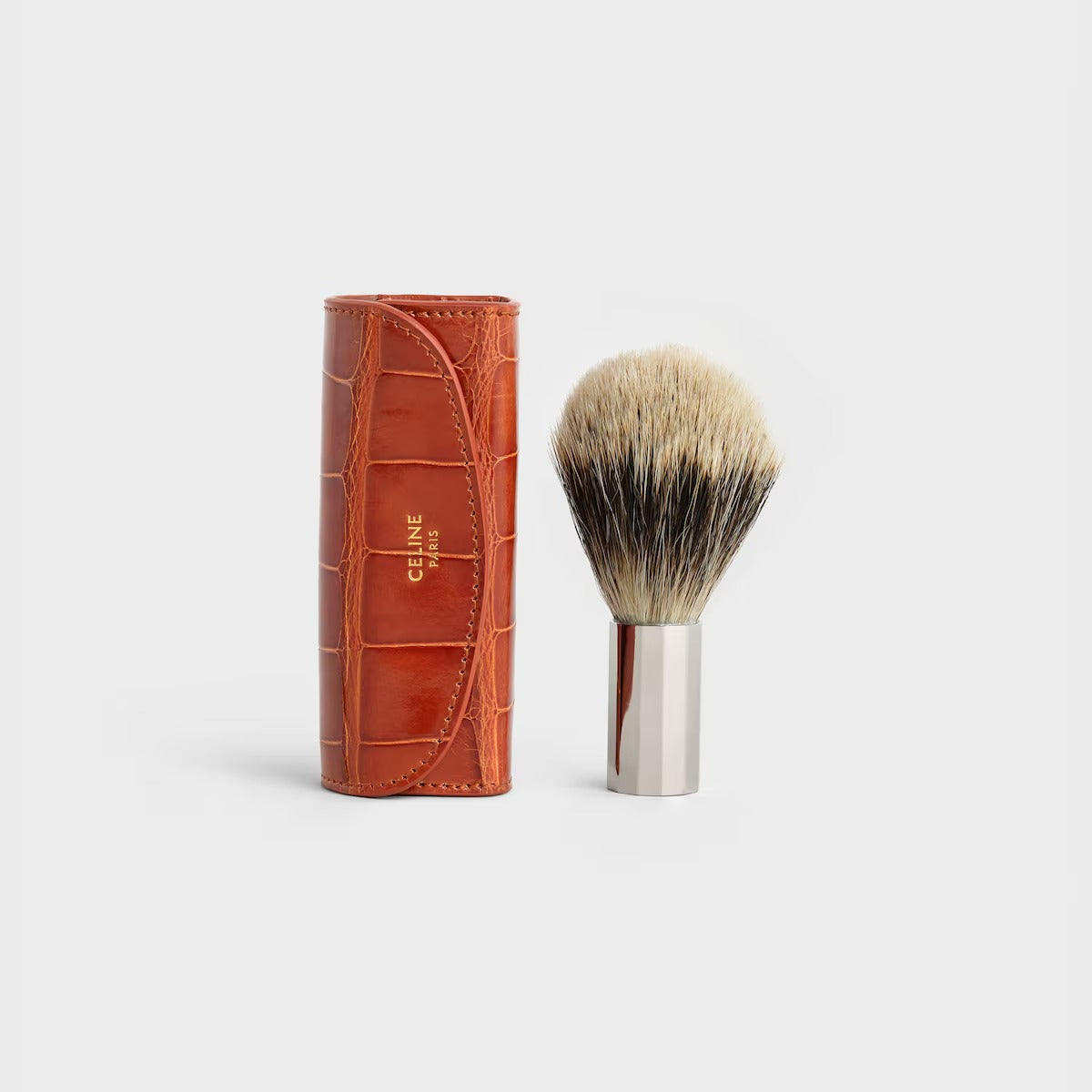 Cọ Cạo Râu CELINE Brass Shaving Brush In Alligator #Tan-Kallos