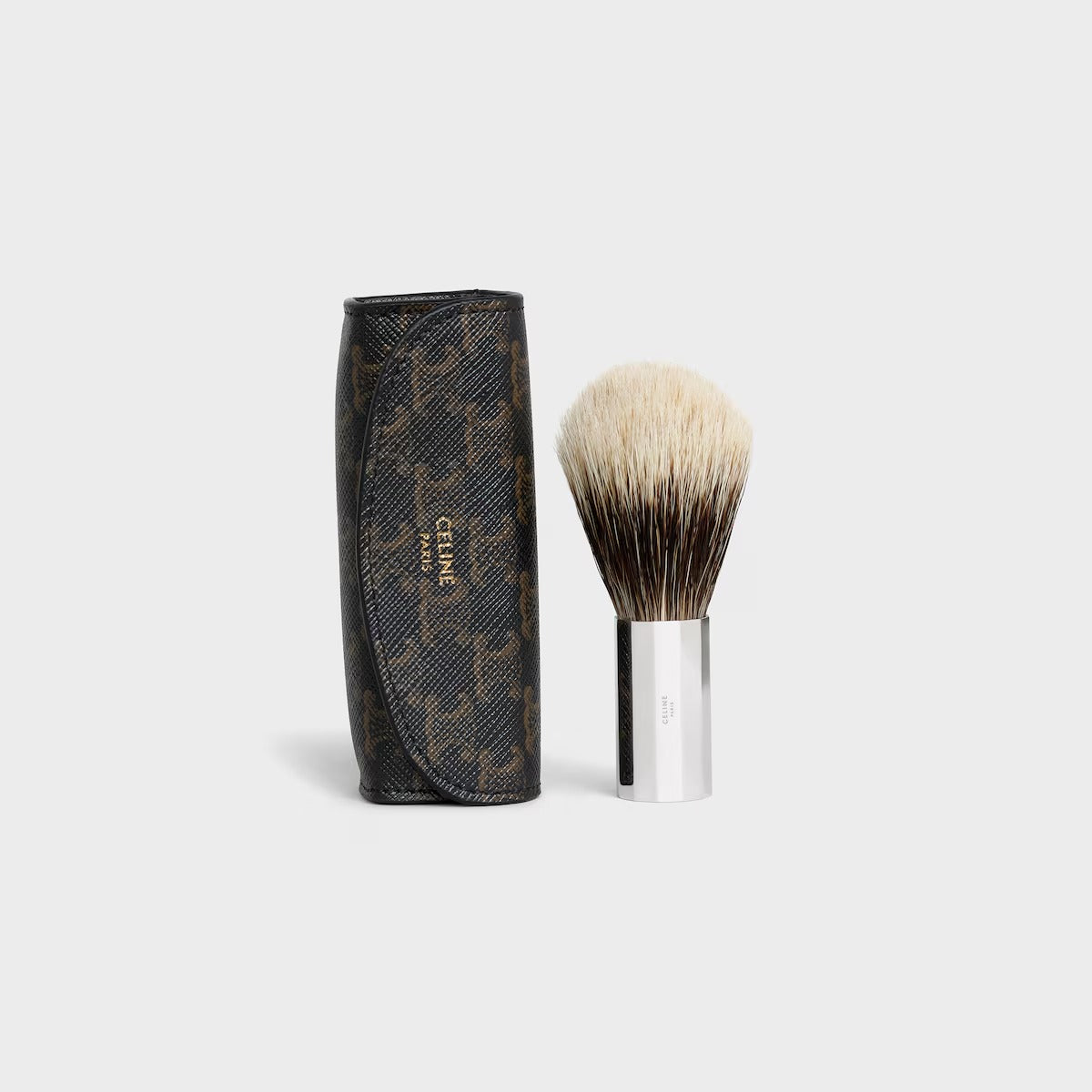 Cọ Cạo Râu CELINE Brass Shaving Brush With Case Triomphe Canvas #Black