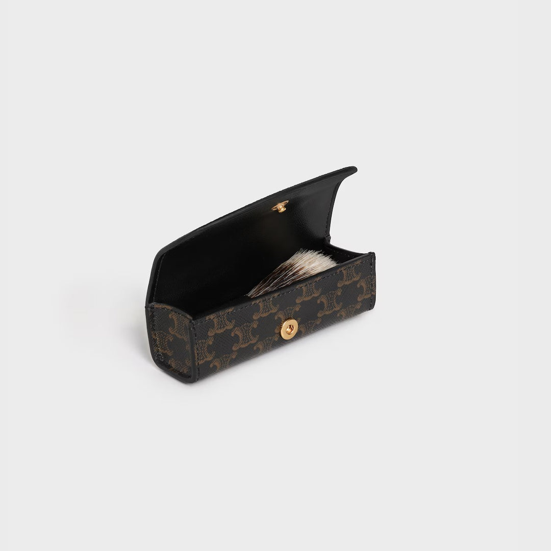 Cọ Cạo Râu CELINE Brass Shaving Brush With Case Triomphe Canvas #Black